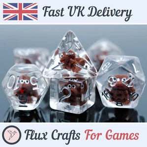 7pcs Clear Resin RPG Dice Set Dog D20 DND for D&D Dungeons Gifts Flux Crafts