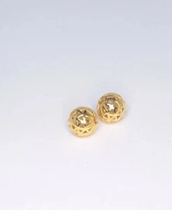 14K Solid Gold Fancy Round Beads For Jewelry Beads Sphere Spacer Beads Findings. - Picture 1 of 6