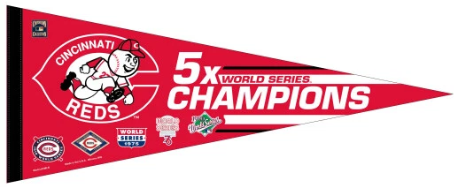 Cincinnati Reds 5-TIME WORLD SERIES CHAMPIONS Premium Felt Collector's PENNANT - Image 1 of 1