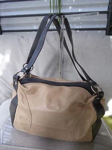 SALAMANDER Softtasche Bowling Leder BEIGE schwarz Doppelgriffe Schultergurt GUTER ZUSTAND - Bild 1 von 9