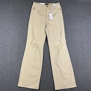 NWT Judy Blue Women's High Waist Distressed Wide Leg Jeans Size 7 28 Beige - Picture 1 of 13