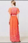 Anthropologie Maeve Maxi Dress Paisley Coral Short Sleeves Sz 8 Sari