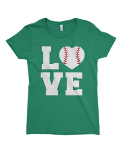 Love Baseball or Softball Heart Girls Fitted T-Shirt Player Athlete Gift - Picture 1 of 11