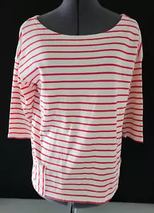 Camicia da donna Gap tunica top rossa bianca a righe scollo tasche manica a 3/4 M - Foto 1 di 10