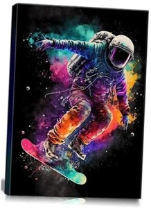 Framed Astronaut Wall Art Space Pop Culture Graffiti 24L" x 16W" Astronaut B - Picture 1 of 7
