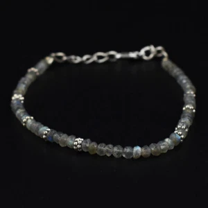 24 Cts Earth Mined 6" Long Labradorite Faceted Beads Bracelet Jewelry JK 67E321 - Picture 1 of 2