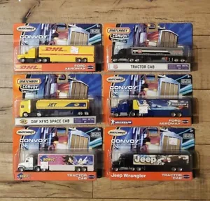 6) Matchbox Convoy Jeep Wrangler Tractor Cab MBX, DHL, Sonic, DHL, JET, Michelin - Picture 1 of 8