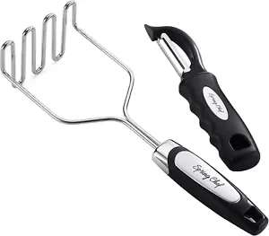 Stainless Steel Potato Masher with Premium Vegetable Peeler, Mashed Potato Mashe - Picture 1 of 6