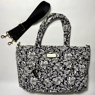 Marc Jacobs Crosby Quilt Eliza Baby Bag Tote Handbag + Strap Black White - Image 1 of 4