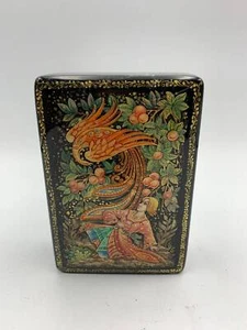 Kholuy Lacquer Box "Sun Bird" Hand Painted, Papier Mache, Jewelry Box, Gift - Picture 1 of 8