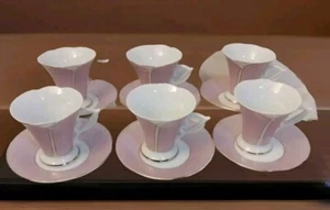 Classic Cappuccino, Tea Set Of 6 Cup & Saucer Fine Porcelain By Yedl New - Picture 1 of 13