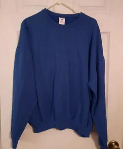 Vintage 90s Jerzees Crewneck Sweatshirt Made In USA Royal Blue Blank Plain Sz XL - Picture 1 of 3