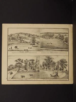 Mapa de Pensilvania, condado de Washington, 1876 grabados doble cara N5#68 Foto 1 de 2