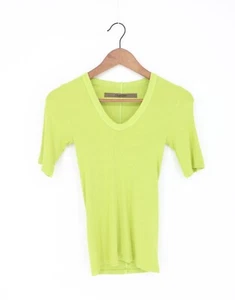 ENZA COSTA Stretch Silk Knit Half Sleeve U Neck Top Kiwi XS $145 B1 71 - Picture 1 of 4