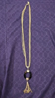 Ожерелье Coldwater Creek золотистое 26 дюймов, 7 прядей. Коричневый круглый кулон. - Изображение 1 из 4