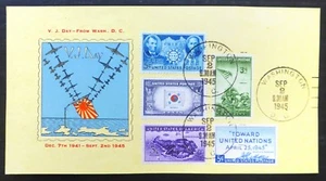 EE. UU. 1945 V.J. Postal con sello de tiempo de guerra (5) de día RARO NC1744 - Imagen 1 de 2