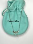 Authentic Tiffany & Co. Bow Ribbon Necklace 925 Sterling Silver With Dust Bag