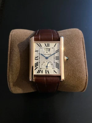 Cartier Tank Louis Cartier 18K Rose Gold, Silver Dial, Brown - Image 1 of 4