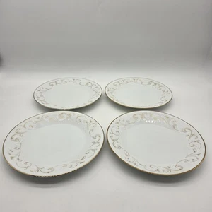 Noritake Duetto 6610 Gold Trim Salad Luncheon Plates 8 1/8" Lot of 4 Japan - Picture 1 of 7