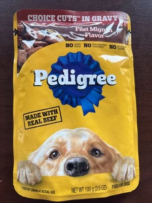 2 Pouches Pedigree Filet Mignon Flavor 3.5 Ounce Bag Travel Size Free Shipping - Image 1 of 4