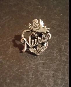 Nurse Heart Flower Lapel Tack Pin - Picture 1 of 2