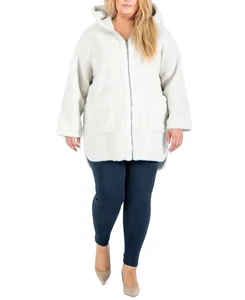 Black Tape Women's Trendy Plus Hooded Fleece Coat (Cream, 0X) - Picture 1 of 3