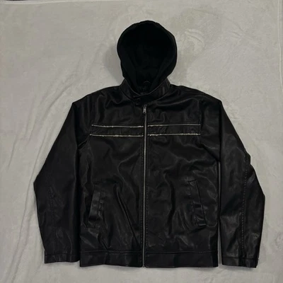 Chaqueta de cuero Arizona Jean Company con capucha para motocicleta talla pequeña vintage años 90 Foto 1 de 4