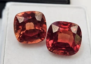Reddish-Orange Spinel Cushion Cut 13+ Ct Pair Loose EGL Certified Gemstone - Picture 1 of 6