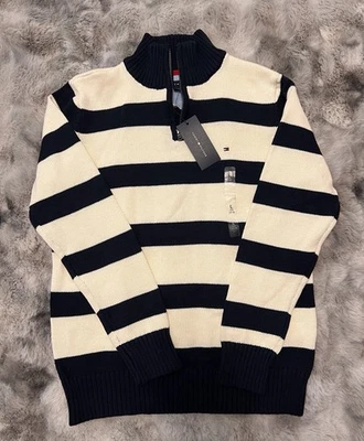 Suéter Tommy Hilfiger Niños Grande 16 18 Rojo/Blanco/Azul Manga Larga Cremallera Pullover Foto 1 de 4