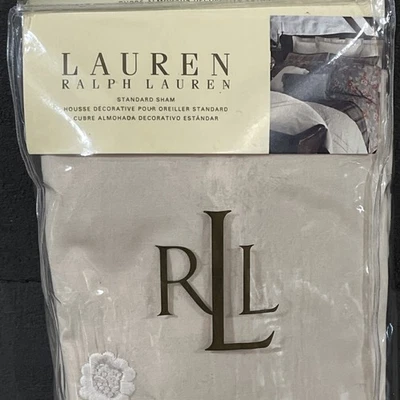 Ralph Lauren Standard Sham Shetland Manor Bordado Crema 20"x26" NUEVO Foto 1 de 4