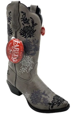Laredo Women's Sylvan Floral Embroidery Western Boot Gray - Image 1 of 3