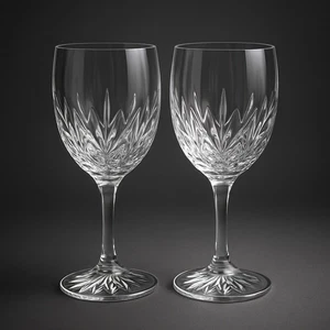 2 x Edinburgh Crystal Wine Glasses 6.9" Cut Crystal Goblets Signed - Picture 1 of 7