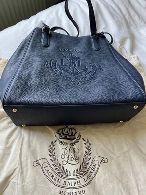 New Lauren Ralph Lauren Women’s Huntley Navy Medium Leather Tote Bag  - Image 1 of 4
