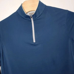 Peter Millar E4 Men's L 1/4 Zip Wicking Blue Performance Navy Long Sleeve READ - Picture 1 of 11