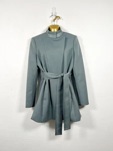 Cappotto Reiss donna UK 12 grigio Lucy Lucy muschio cintura corto avvolgente foderato lana formale - Foto 1 di 17