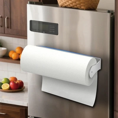 Magnetic Paper Towel Holder for Kitchen Refrigerator Rv Grill Camping Silver - Image 1 of 4