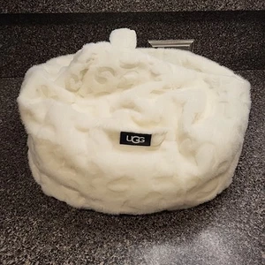 UGG Miley Mini Lap Pouf Off White Leopard Animal Embossed Print iPad Laptop - Picture 1 of 8
