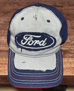 Ford Distressed Patch Logo OSFA Snapback Hat Cap Blue Gray Colorway - Picture 1 of 6