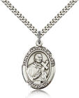 Médaille Saint Martin De Porres pour hommes - Collier en argent sterling 0,925 sur 24 C...