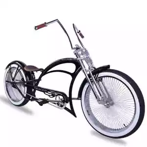 26" Stretch Chopper Cruiser Steel Dual Spring Classical Fork Chrome Rims Bicycle - Picture 1 of 25