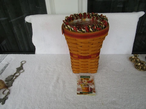 Longaberger 1998 May Series Snapdragon Basket Set-Liner-Protector~~QUALITY ITEM! Cover