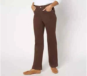 Denim & Co. Color Cozy Touch Relaxed Straight Jeans-Dk Chocolate-Tall 18-A671592 - Bild 1 von 2