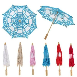 Handmade Mini Lace Embroidered Umbrella Parasol Gift Wedding - Picture 1 of 29