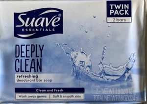 4 Twin Pack (2 Bars) Suave Essentials Deeply Clean Bar Soap 3.9 Oz. Each - Picture 1 of 3