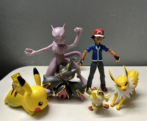 Nintendo Tomy Pokemon Articulated Ash Ketchum Mewteo Pokemon Figures Lot Cover