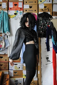 Damenoberteil Wickeltop Glitter bauchfrei 90er True VINTAGE 90s top glam rock - Bild 1 von 12