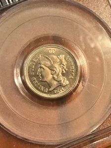 PCGS PR65 1871 THREE CENT NICKEL BEAUTIFUL CHOICE GEM PROOF - Picture 1 of 3