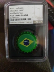 Chad. 2022, 500 Francs, Silver - NGC PF70 ULtra Cameo Bottle Cap, Brazil - Picture 1 of 2