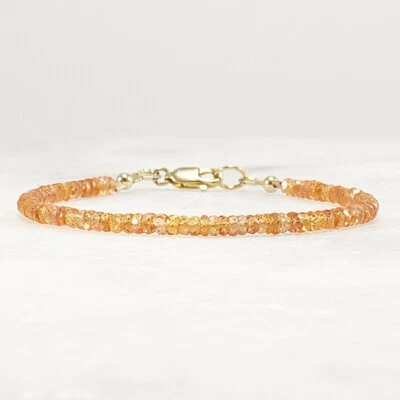 Songea Sapphire Bracelet, 3mm Micro Faceted Rondelle, Handmade Bracelet - Image 1 of 4