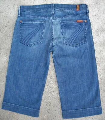 7 for all Mankind Dojo Crops Skimmer Shorts Wm Sz 25-Light Denim Blue Distressed - Image 1 of 4